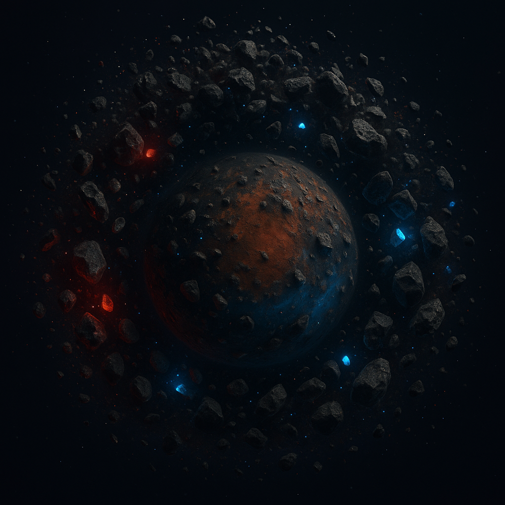 XI-340.1 surrounded by a dense glowing debris cocoon